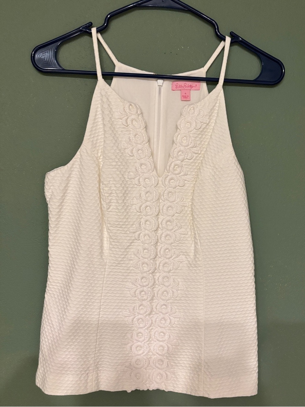 Lilly Pulitzer White Embroidered Halter V-Neck Camisole